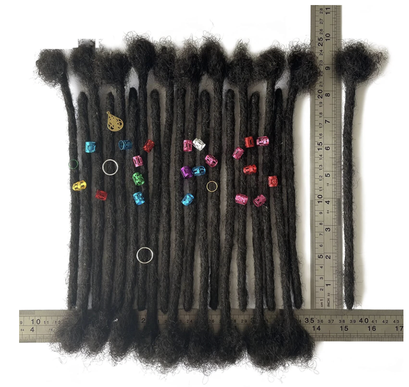 Human Hair Dread Lock Extensions 0.6cm Men/Woman Crochet Organic Hair Faux Locks