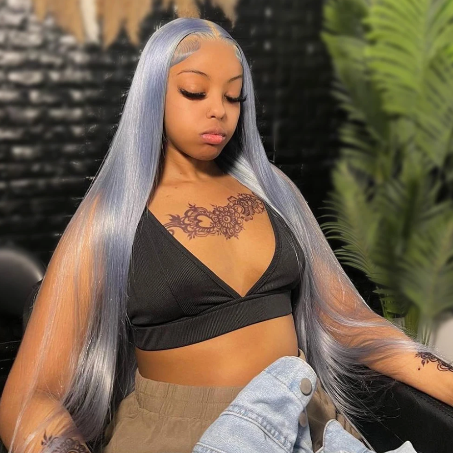 Silver Grey Colored 13x4 13x6 Lace Front Human Hair HD Lace 180% Density Woman Wig