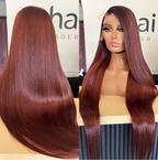 Reddish Brown Straight Human Hair Wig 13x4 13x6 Glueless HD Lace Frontal Colored Wig