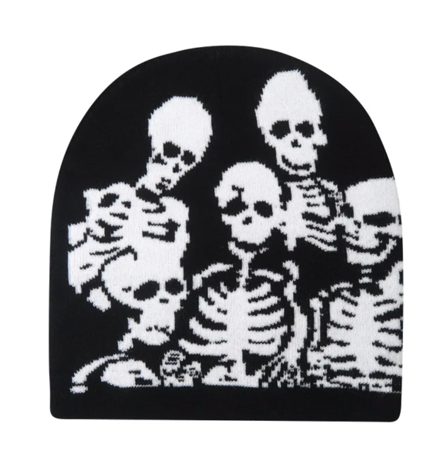 Winter Y2K Woman Men Beanie Skeleton Head Wear Warm Skull Prink Sully