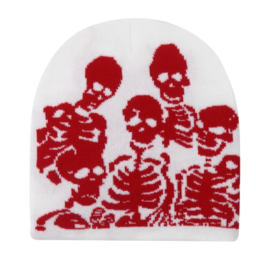 Winter Y2K Woman Men Beanie Skeleton Head Wear Warm Skull Prink Sully