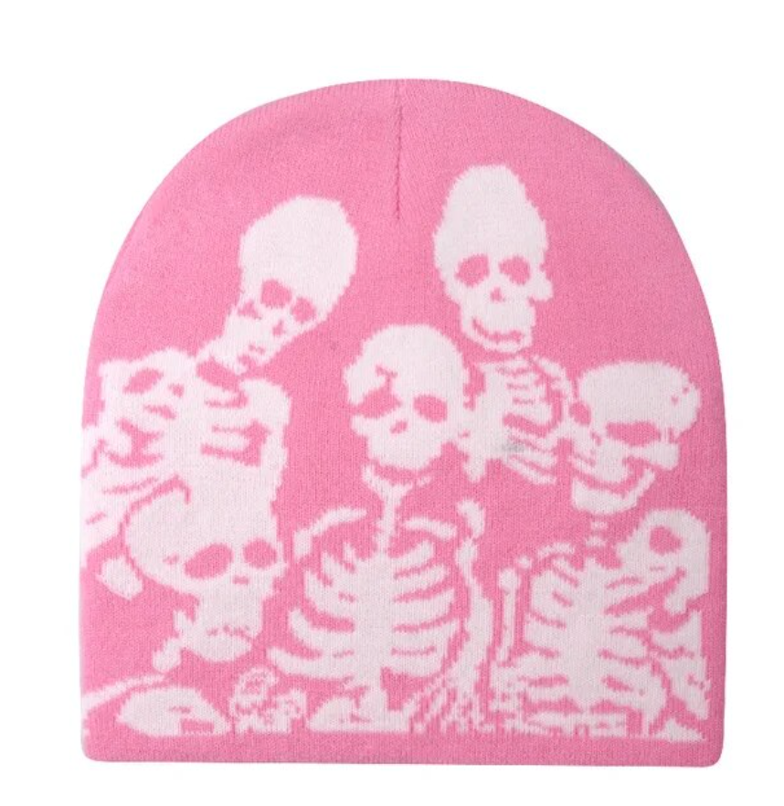 Winter Y2K Woman Men Beanie Skeleton Head Wear Warm Skull Prink Sully