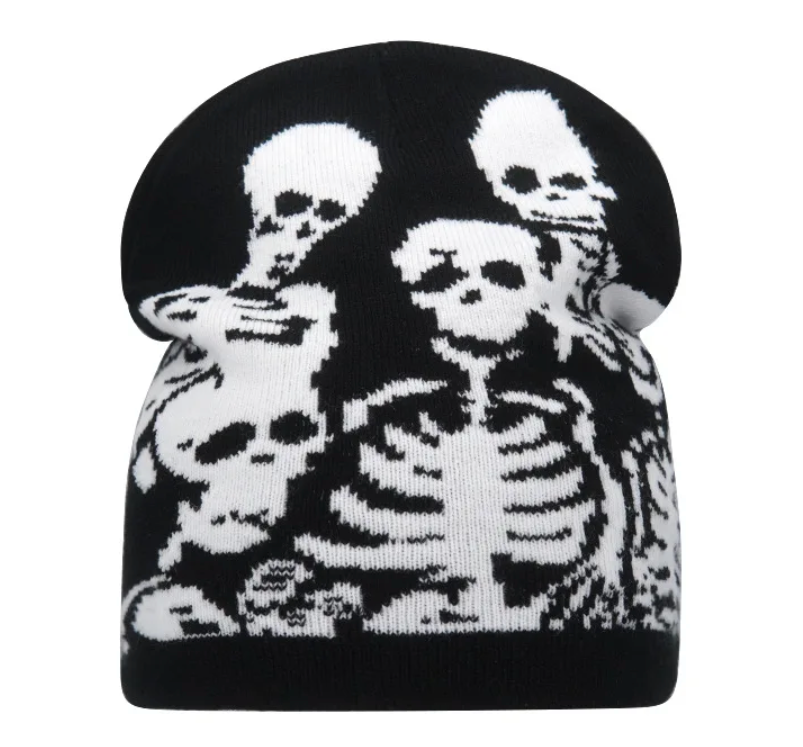 Winter Y2K Woman Men Beanie Skeleton Head Wear Warm Skull Prink Sully