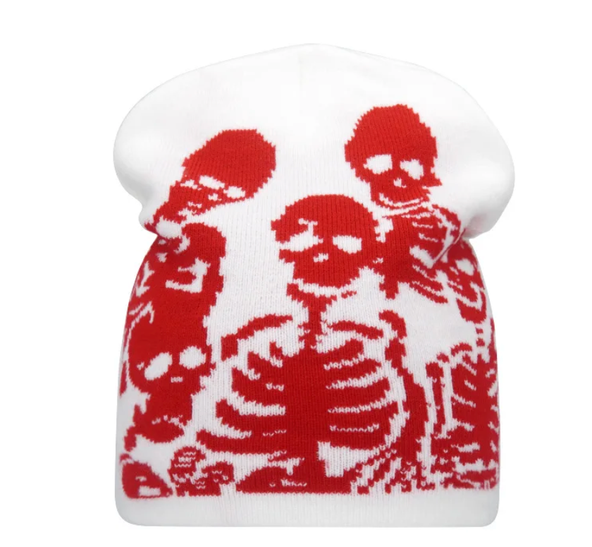 Winter Y2K Woman Men Beanie Skeleton Head Wear Warm Skull Prink Sully