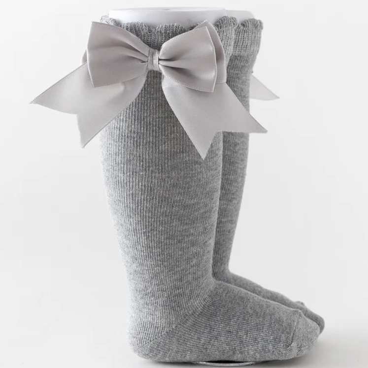 Kids Knee High Baby Girl Cotton Long Bow Socks for Girls