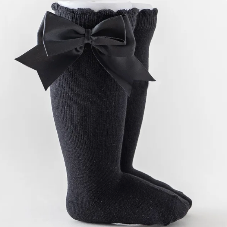 Kids Knee High Baby Girl Cotton Long Bow Socks for Girls