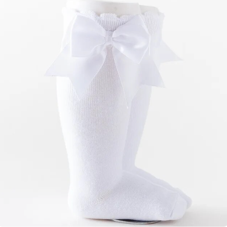 Kids Knee High Baby Girl Cotton Long Bow Socks for Girls