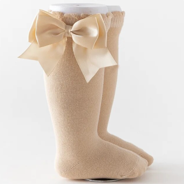 Kids Knee High Baby Girl Cotton Long Bow Socks for Girls