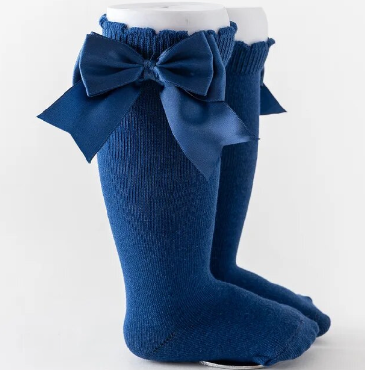 Kids Knee High Baby Girl Cotton Long Bow Socks for Girls