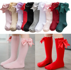 Kids Knee High Baby Girl Cotton Long Bow Socks for Girls