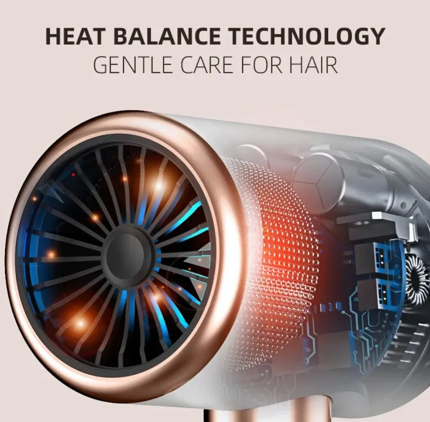 High Speed Low Noise Hair Dryer Quick Drying White Electric Turbine Airflow Dryer