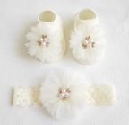 Baby Girl Pearl Socks And Headband NonSlip Cotton Design Baby Girl Accessory