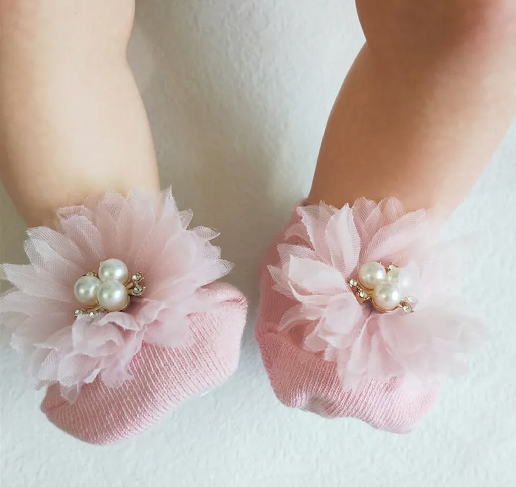 Baby Girl Pearl Socks And Headband NonSlip Cotton Design Baby Girl Accessory