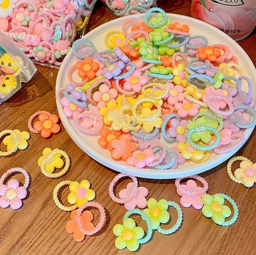 20Pcs Girls Elastic Hair Bands Accessory Cartoon Cute Design Rubber Bands