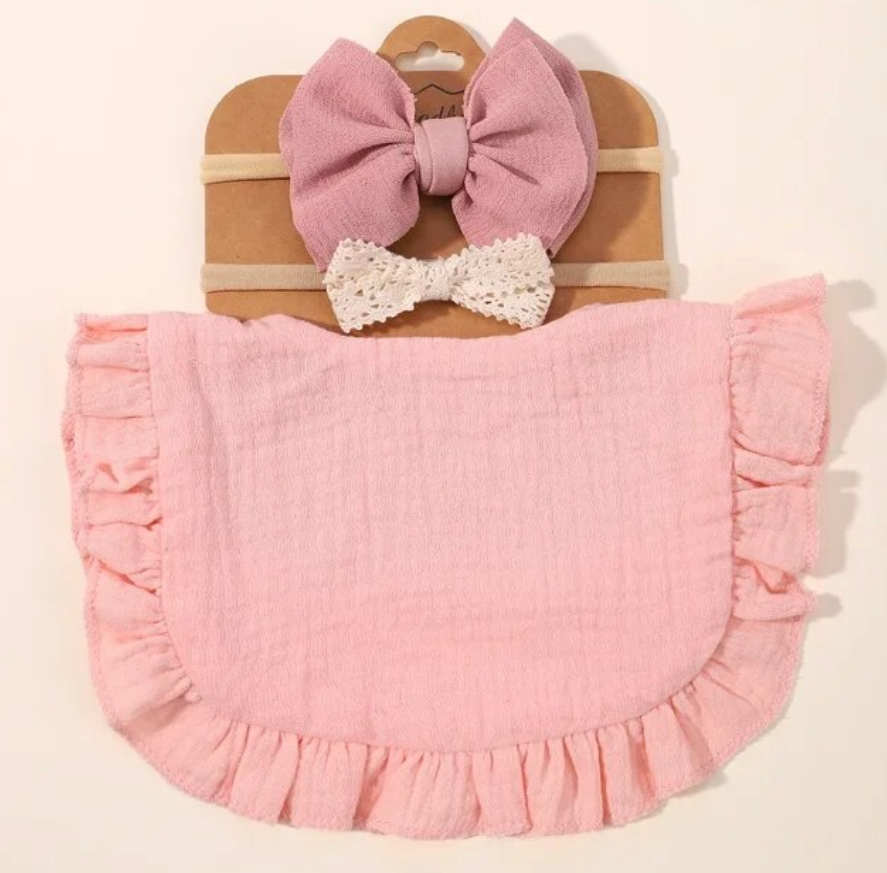 3Pcs Baby Bib Newborn Spit Up Towel Accessory Matching Set Burp Cloth