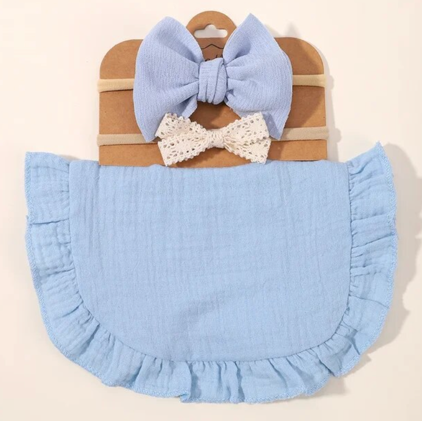 3Pcs Baby Bib Newborn Spit Up Towel Accessory Matching Set Burp Cloth