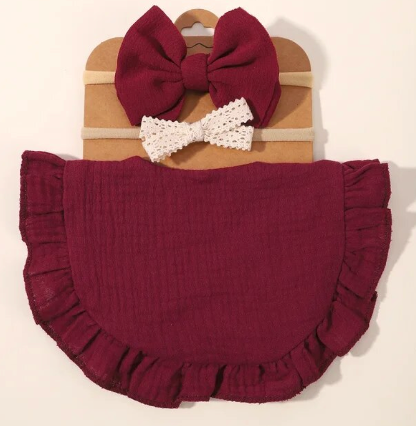 3Pcs Baby Bib Newborn Spit Up Towel Accessory Matching Set Burp Cloth