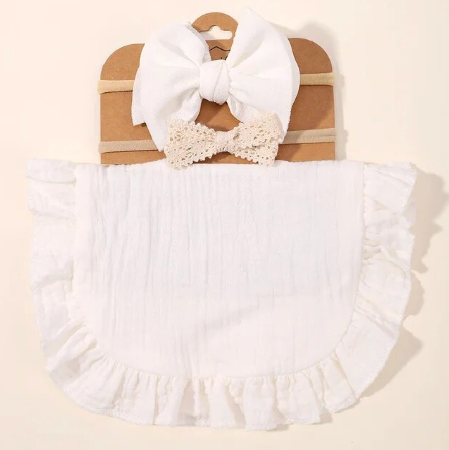 3Pcs Baby Bib Newborn Spit Up Towel Accessory Matching Set Burp Cloth