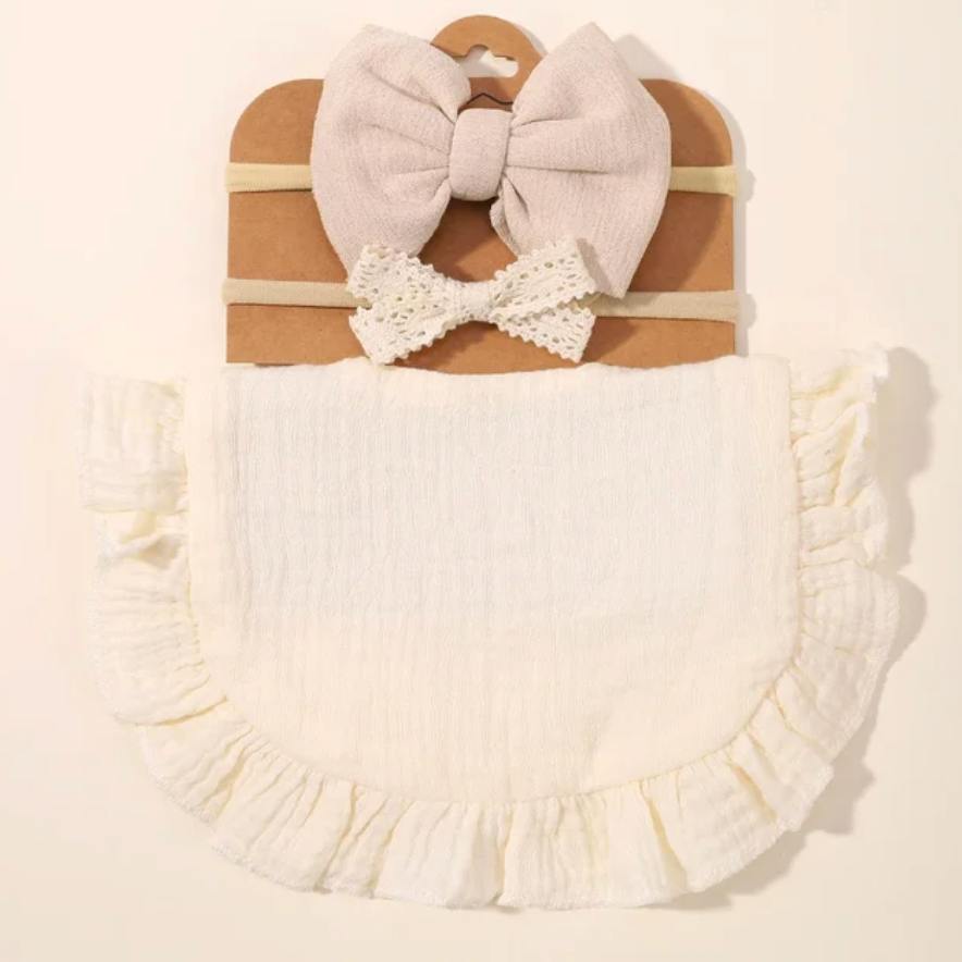 3Pcs Baby Bib Newborn Spit Up Towel Accessory Matching Set Burp Cloth