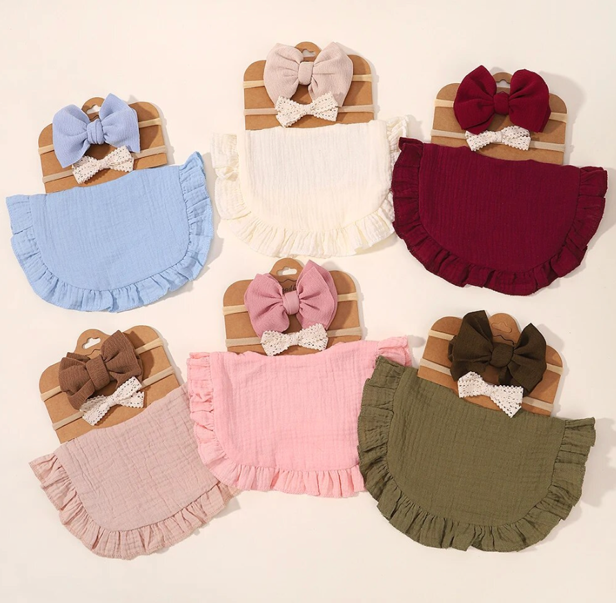 3Pcs Baby Bib Newborn Spit Up Towel Accessory Matching Set Burp Cloth