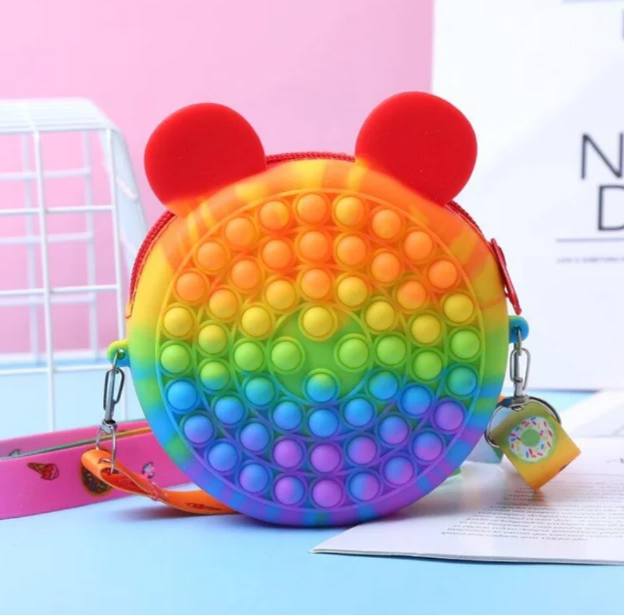 Kids Small Cute Cross Body Pop It Stress Relief Fingertip Pop Trending Toy Bag