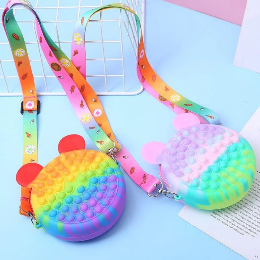 Kids Small Cute Cross Body Pop It Stress Relief Fingertip Pop Trending Toy Bag