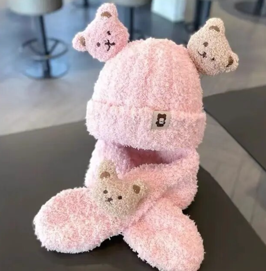 Cotton Baby Hat And Scarf 2Pcs Cute Thick Warm Winter Kid Accessory