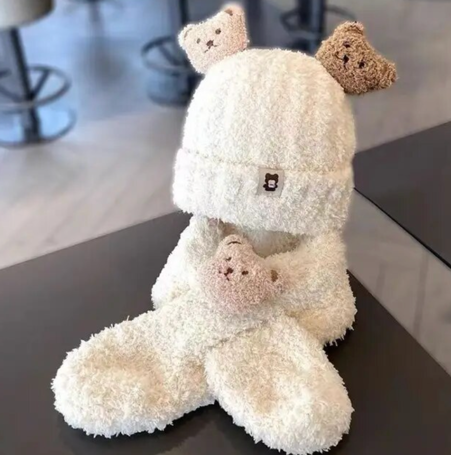 Cotton Baby Hat And Scarf 2Pcs Cute Thick Warm Winter Kid Accessory