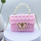 Cute Heart Bag Finger Pop It Girl Fashion Pearl Handle Finger Toy Handbag For Kids