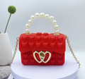 Cute Heart Bag Finger Pop It Girl Fashion Pearl Handle Finger Toy Handbag For Kids