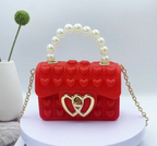 Cute Heart Bag Finger Pop It Girl Fashion Pearl Handle Finger Toy Handbag For Kids