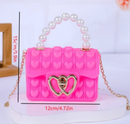 Cute Heart Bag Finger Pop It Girl Fashion Pearl Handle Finger Toy Handbag For Kids