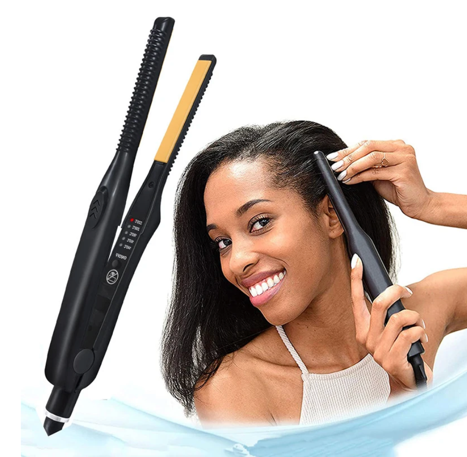 Pencil Hair Straightener Curler 2 In 1 Ceramic Flat Iron Short Hair Professional Straightener