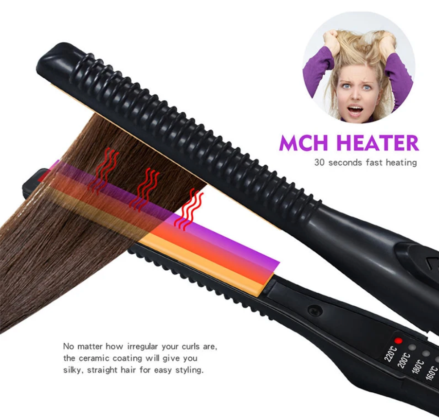 Pencil Hair Straightener Curler 2 In 1 Ceramic Flat Iron Short Hair Professional Straightener