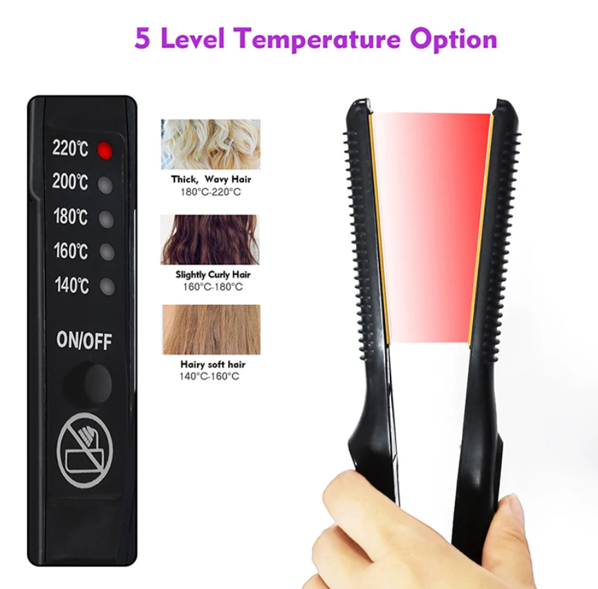 Pencil Hair Straightener Curler 2 In 1 Ceramic Flat Iron Short Hair Professional Straightener
