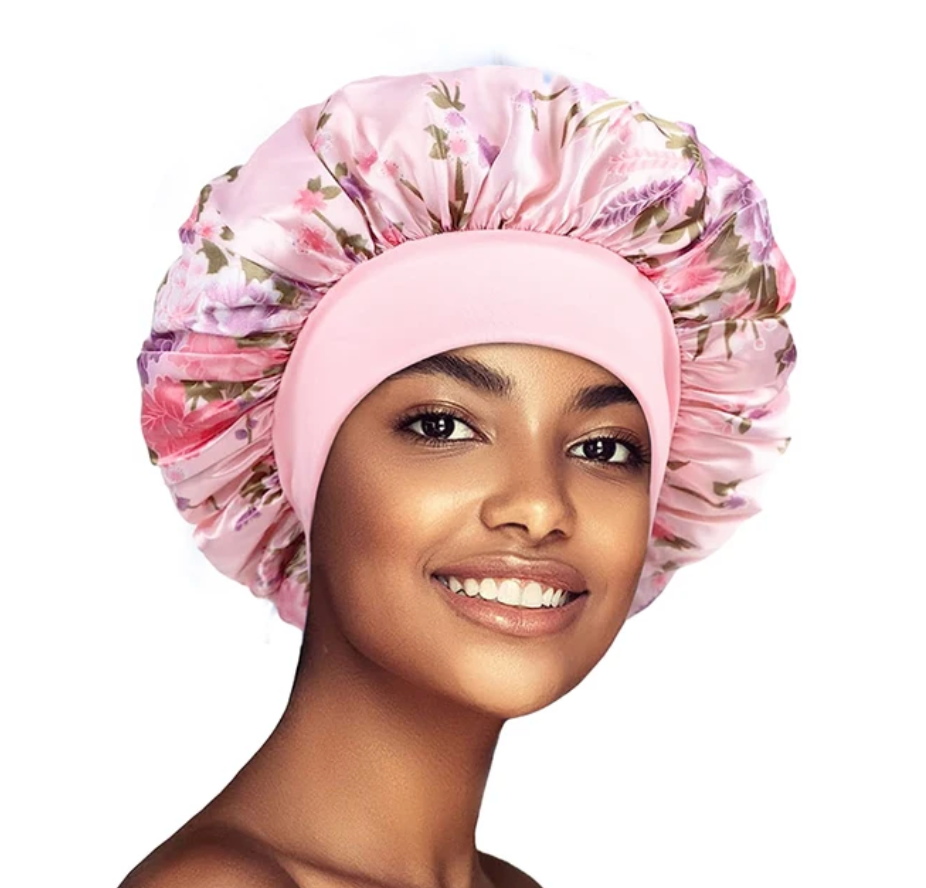 Satin Bonnet 1 Pcs Wide Band Womans Floral Satin Sleeping Cap Bonnet Natural Head Wrap