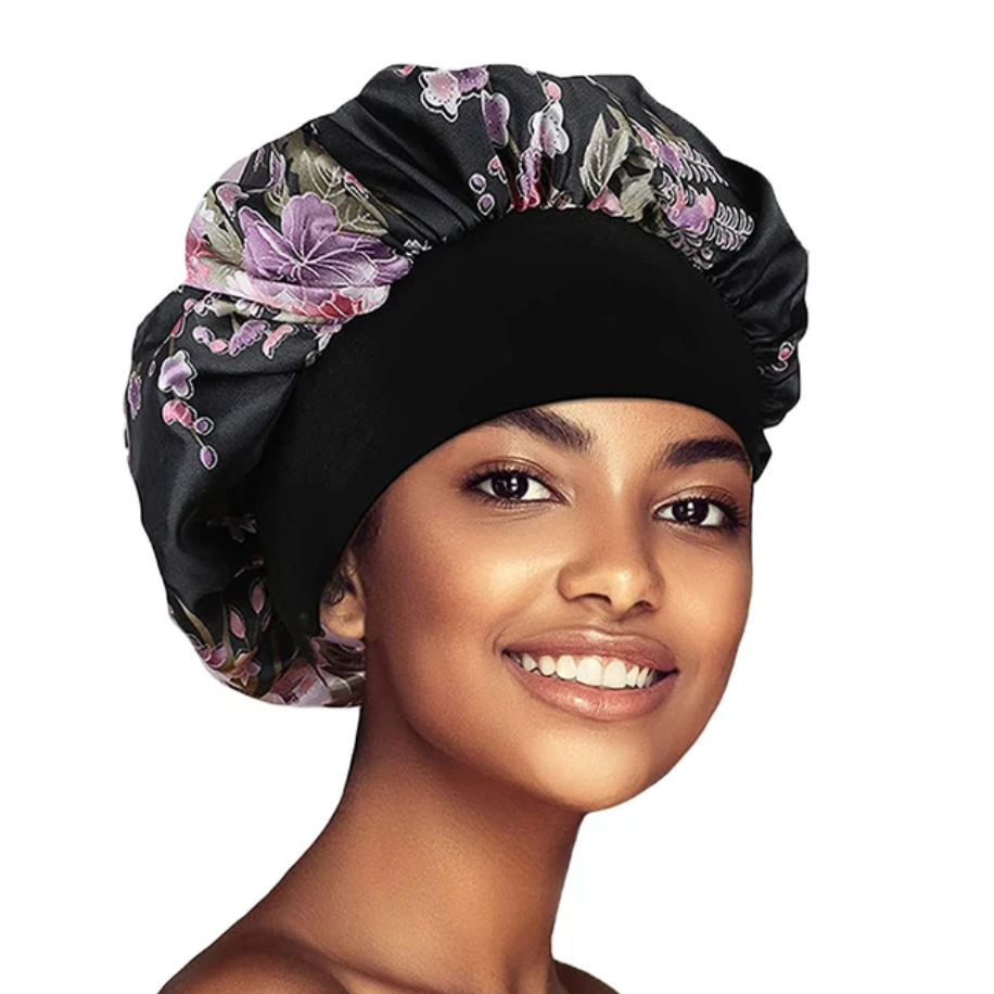 Satin Bonnet 1 Pcs Wide Band Womans Floral Satin Sleeping Cap Bonnet Natural Head Wrap
