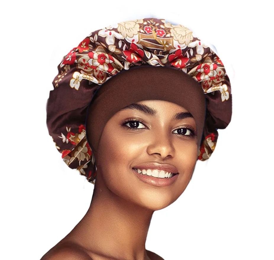 Satin Bonnet 1 Pcs Wide Band Womans Floral Satin Sleeping Cap Bonnet Natural Head Wrap