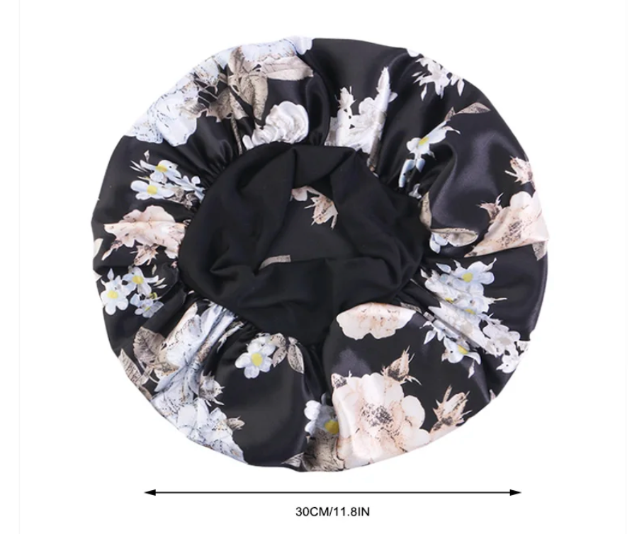 Satin Bonnet 1 Pcs Wide Band Womans Floral Satin Sleeping Cap Bonnet Natural Head Wrap