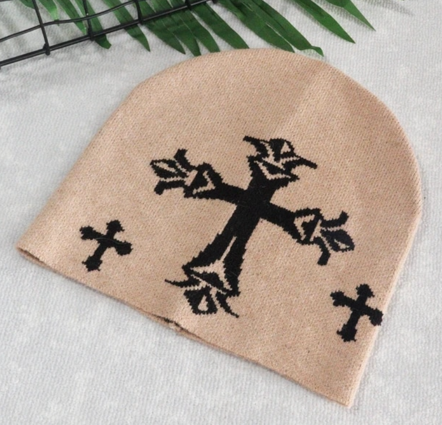 Knitted Unisex Breathable Beanie Fashion Cross Hat Warm Handcrochet Headwear