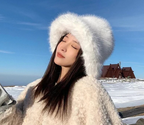 Faux Plush Y2K Luxury Fluffy Fur Bucket Hat Rabbit Fur Warm Panama Fishermans Winter Headwear