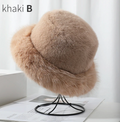 Faux Plush Y2K Luxury Fluffy Fur Bucket Hat Rabbit Fur Warm Panama Fishermans Winter Headwear