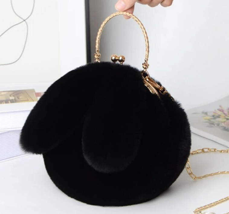 Plush Bunny Rabbit Ear Crossbody Purse Cute Girly Shoulder Handbag For girls