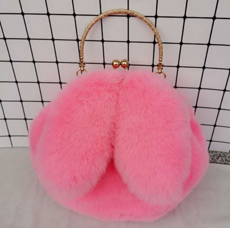 Plush Bunny Rabbit Ear Crossbody Purse Cute Girly Shoulder Handbag For girls