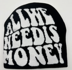 Knitted Graphic Money Beanie Y2k Head Cap We Need Money Skully Hat