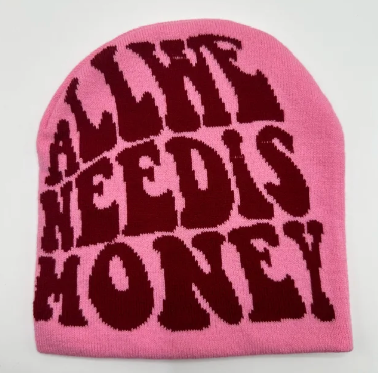 Knitted Graphic Money Beanie Y2k Head Cap We Need Money Skully Hat