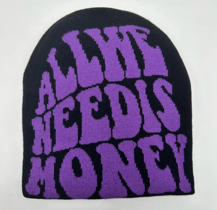 Knitted Graphic Money Beanie Y2k Head Cap We Need Money Skully Hat