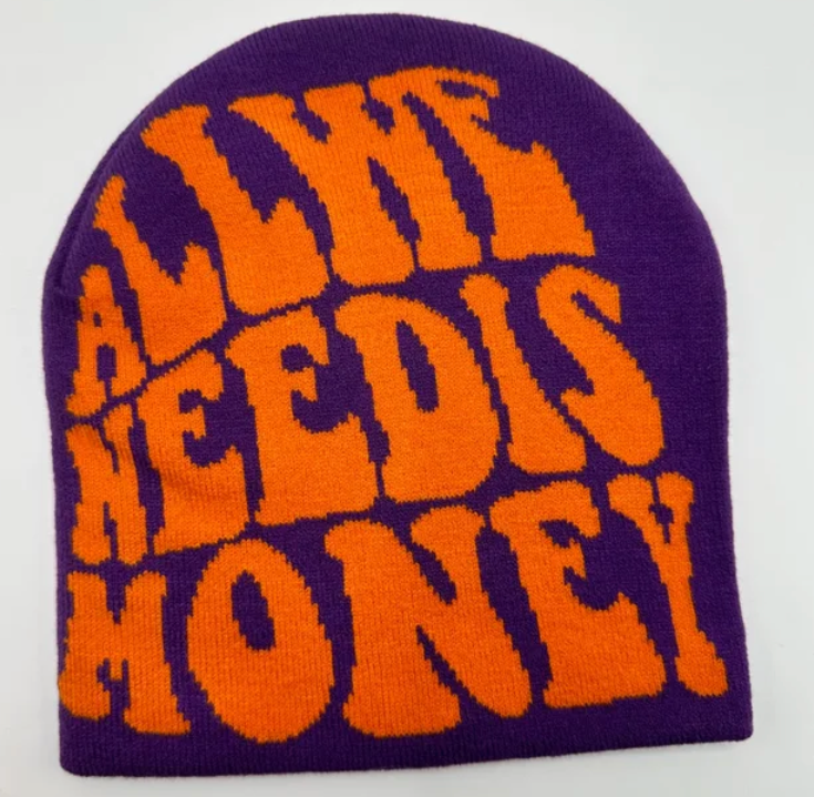 Knitted Graphic Money Beanie Y2k Head Cap We Need Money Skully Hat