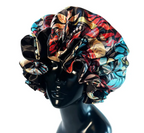 Womens Satin Ruffle Pattern Natural Hair Sleeping Night Cap Double Layer Bonnet