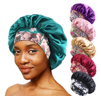 Woman Floral Print Solid Bonet Comfortable Sleeping Silk Night Cap